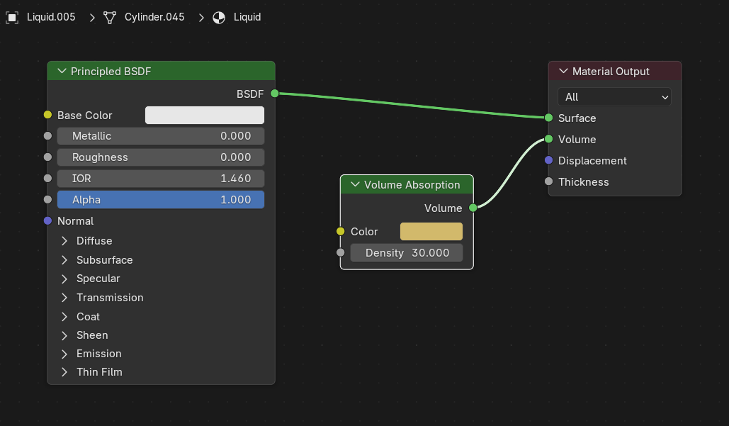 Liquid shader node graph and preview